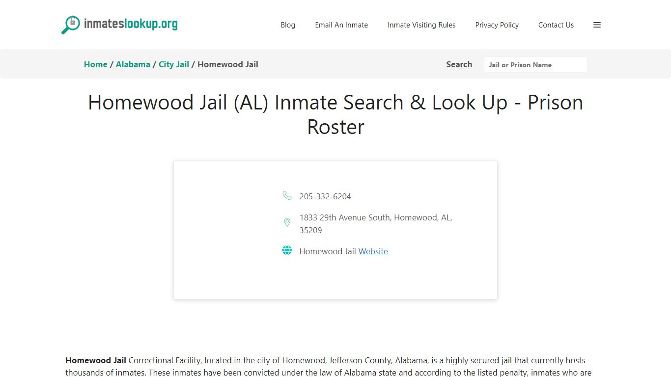 Homewood Jail (AL) Inmate Search & Look Up - Prison Roster